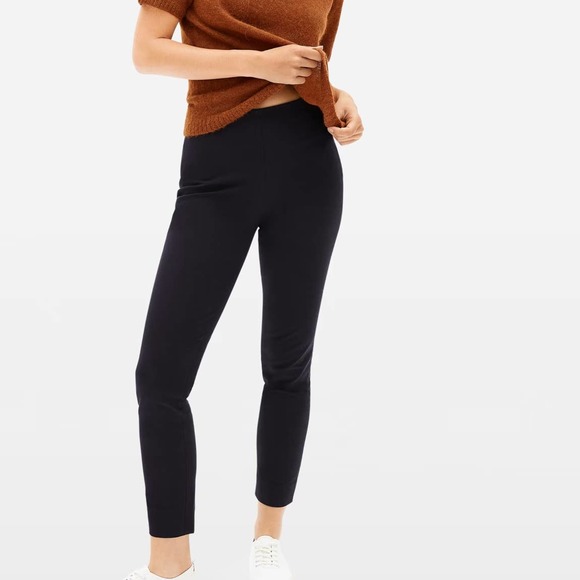 Everlane Pants - Everlane Black Side Zip Cotton Stretch High Waisted Crop Pants Size 4